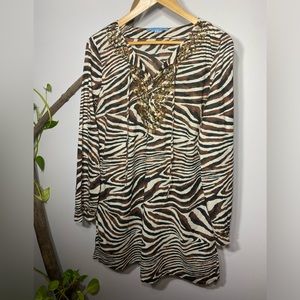 COPY - Antonio Melani animal print tunic /swim suit cover up Size Medium